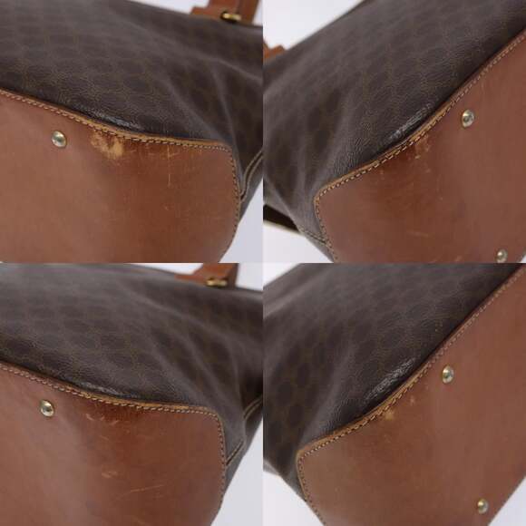 CELINE Macadam Canvas Hand Bag Pvc Leather Brown Gold - Picture 10 of 13